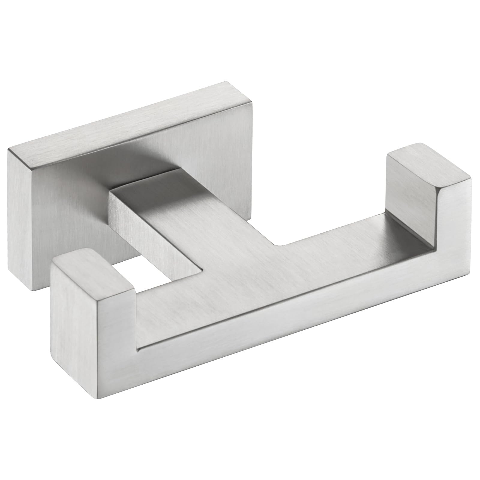 Angle Simple towel hook with brushed nickel finish for bathroom organization.