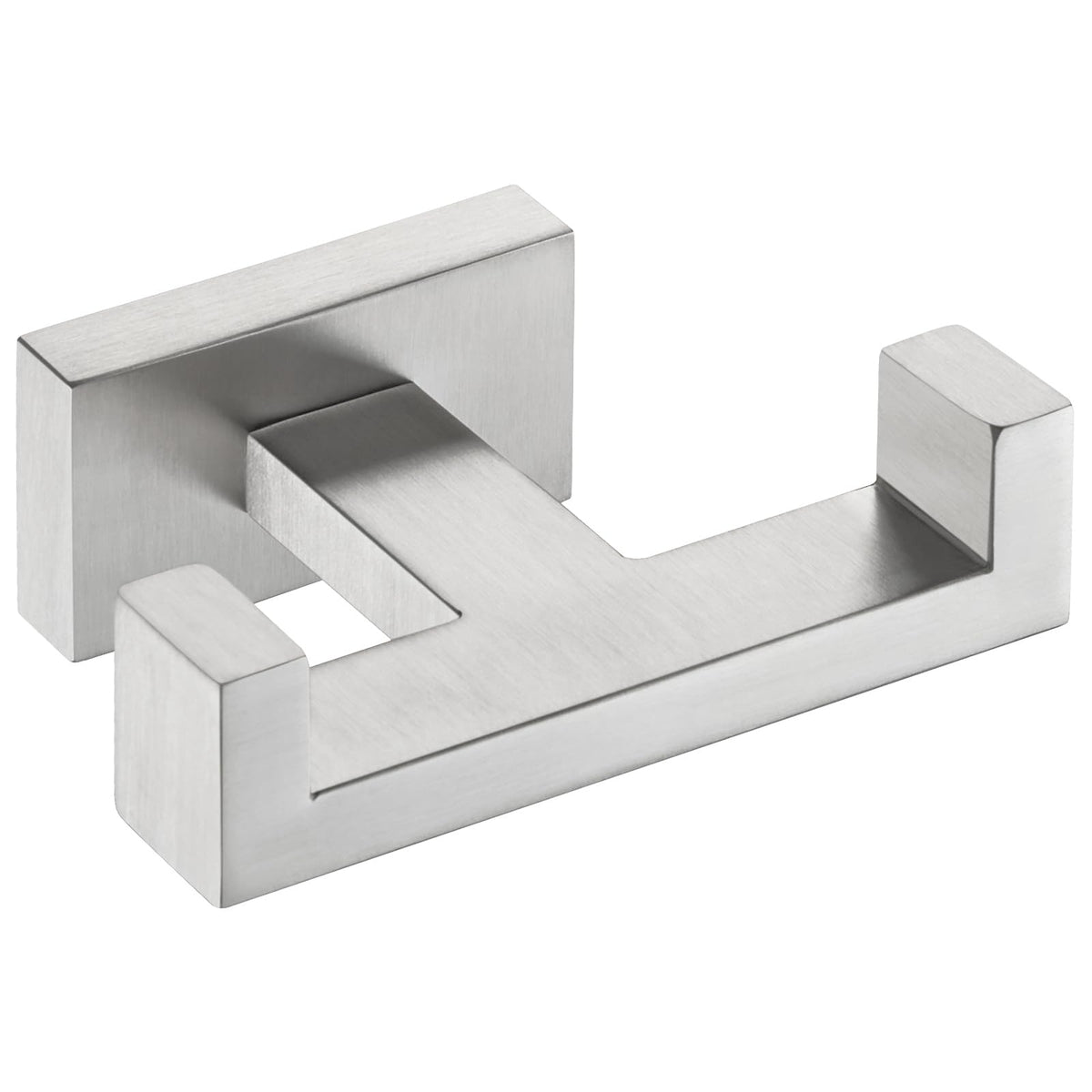 Angle Simple towel hook with brushed nickel finish for bathroom organization.