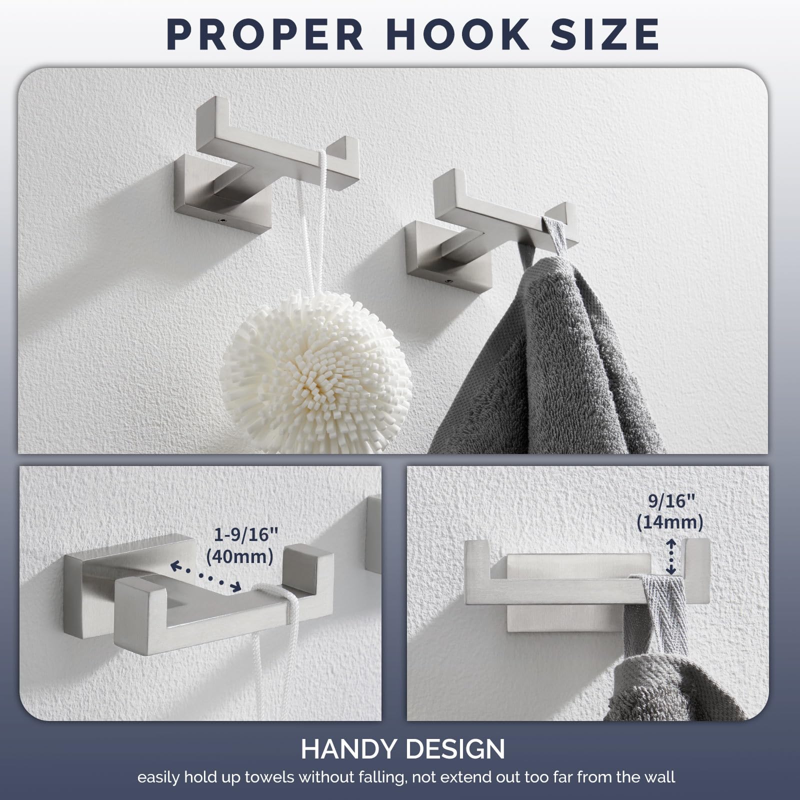 Angle Simple wall-mount robe hook in brushed nickel saves wall space