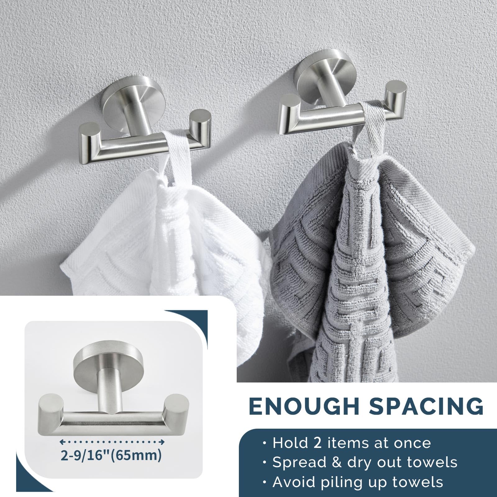 Angle Simple wall mount towel holder in brushed nickel for sleek bathroom storage