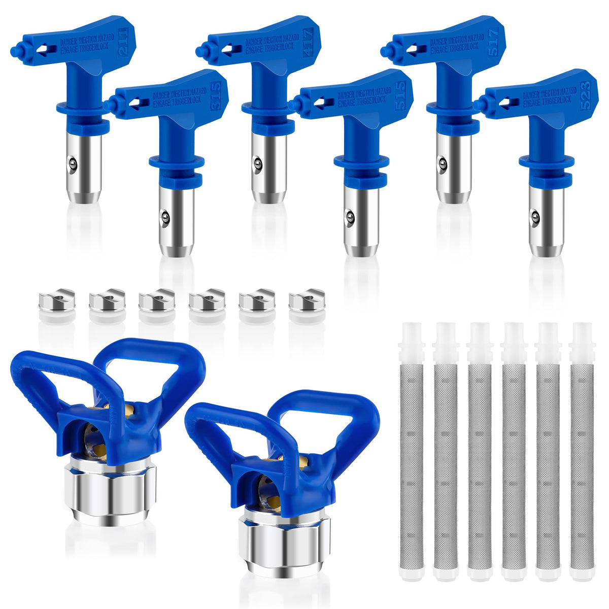 Anglecai airless sprayer tips set with six models for precise coverage.