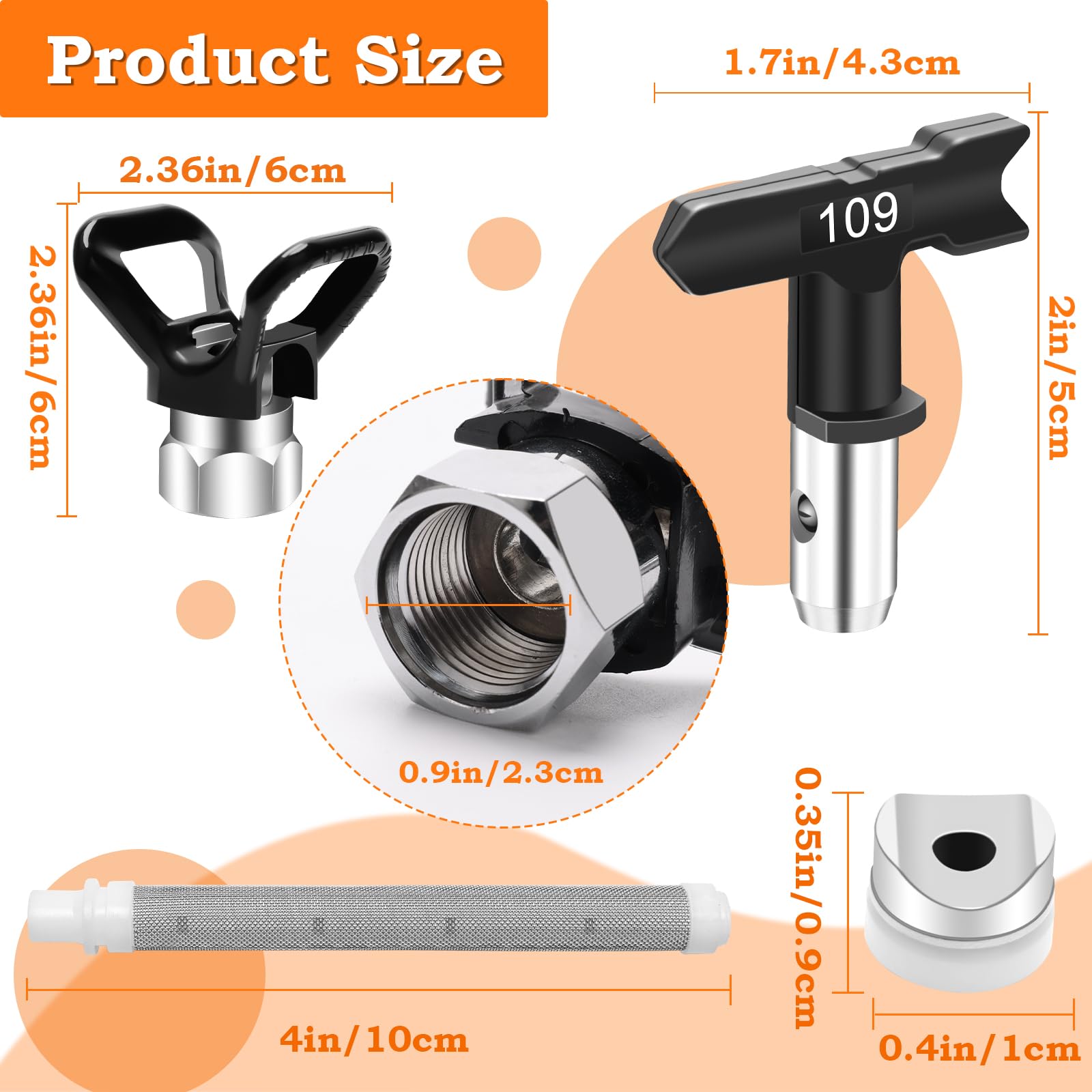 Anglecai reversible nozzle close-up showing durable tip for smooth spray patterns.