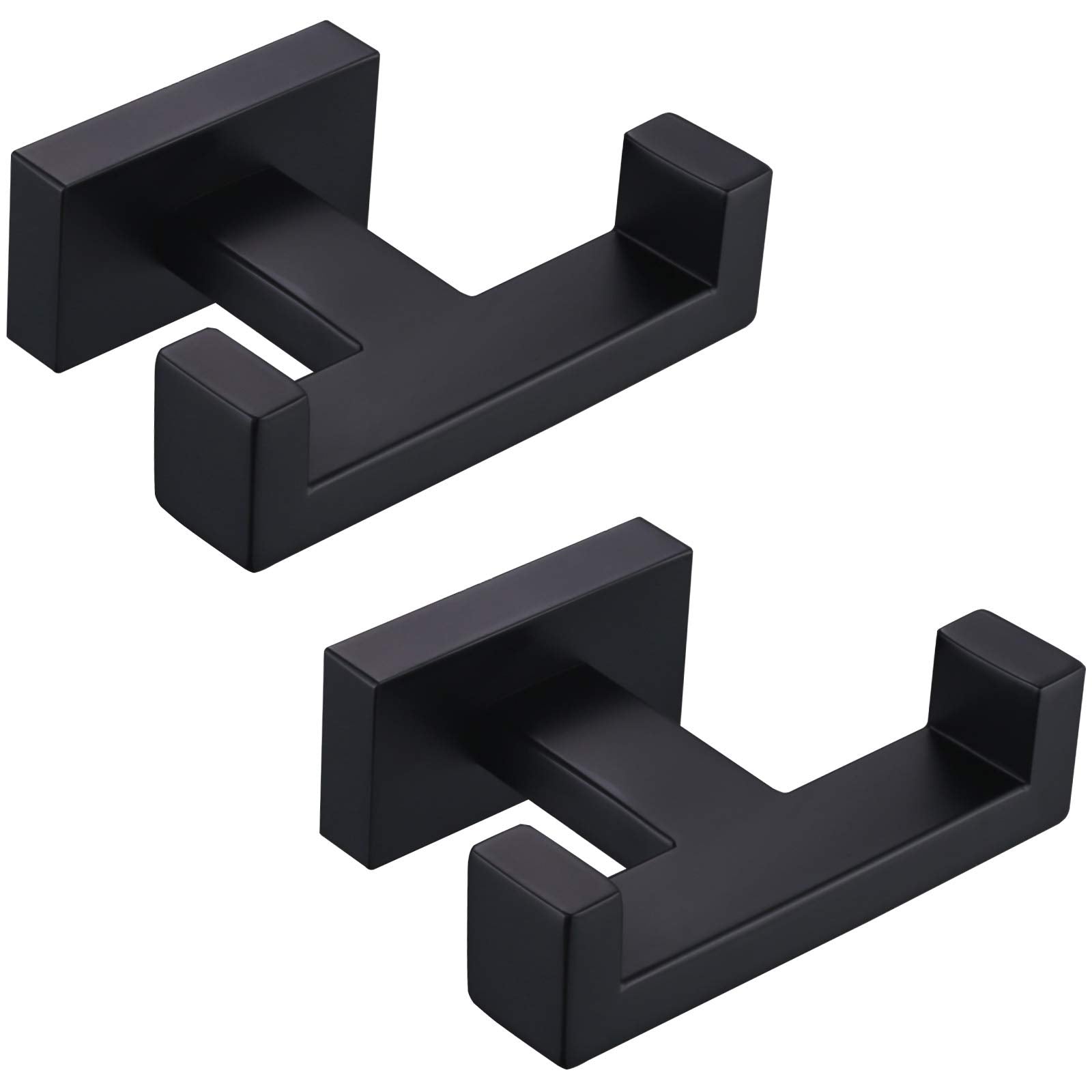 Angle Simple wall-mounted towel hooks in matte black for tidy towels.