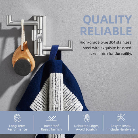 Angle Simple organized bathroom setup with towels hung on three arms