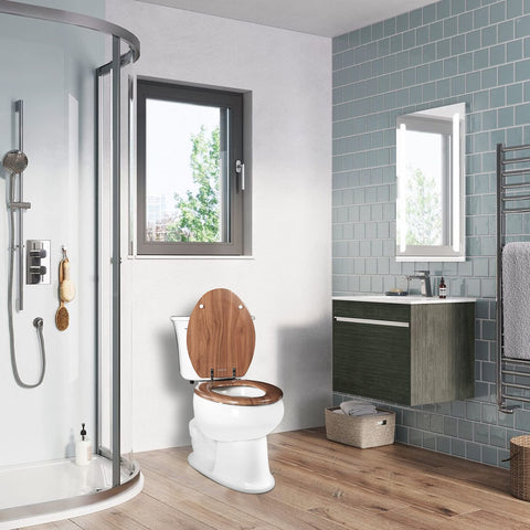 Angol Shiold durable-molded-wood-bathroom adds natural warmth.