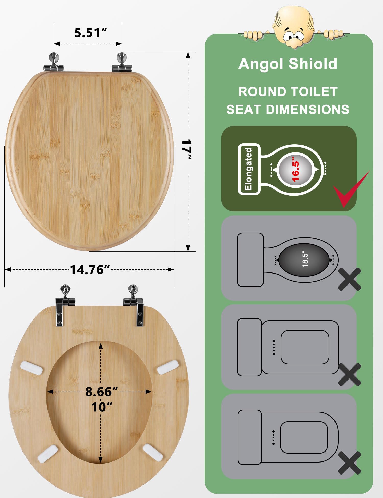 Angol Shiold easy-install bamboo seat for quick, tool-free setup in minutes.