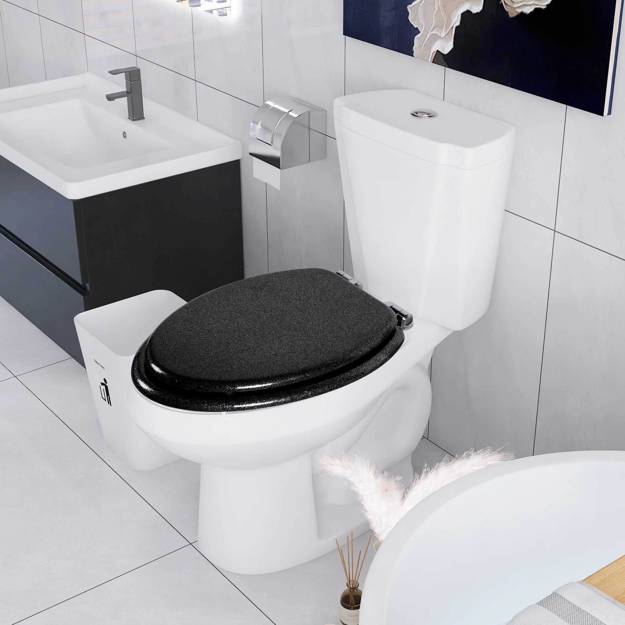 Angol Shiold glitter toilet seat cleaning-access design enables fast cleaning.