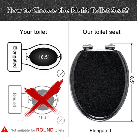 Angol Shiold glitter toilet seat silent hinge close-up demonstrates quiet close mechanism.