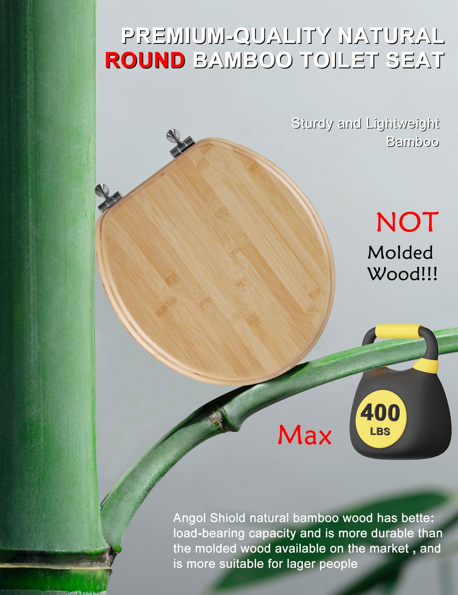 Angol Shiold natural bamboo finish offers warm texture and long-lasting comfort.
