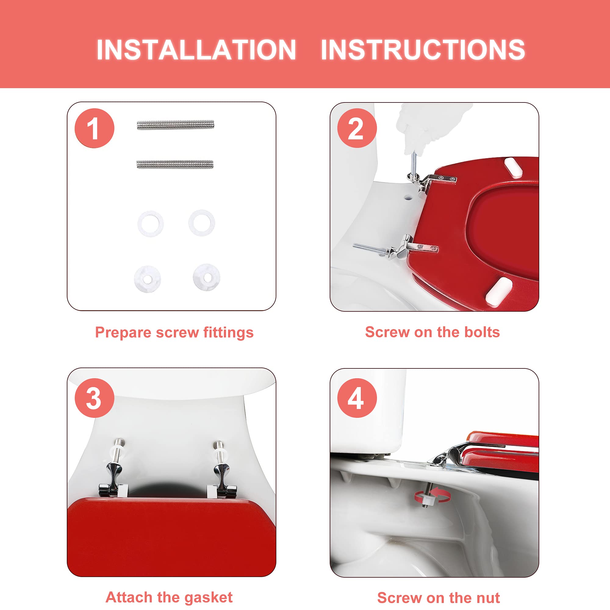 Angol Shiold red round seat durability shown under daily use in family bathroom