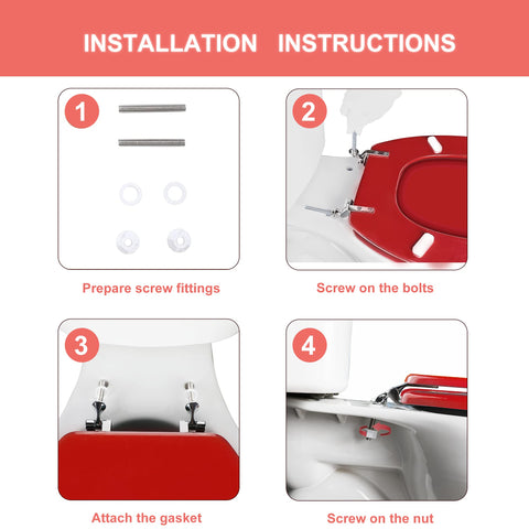 Scratch-resistant red wooden toilet seat from Angol Shiold for long-lasting use