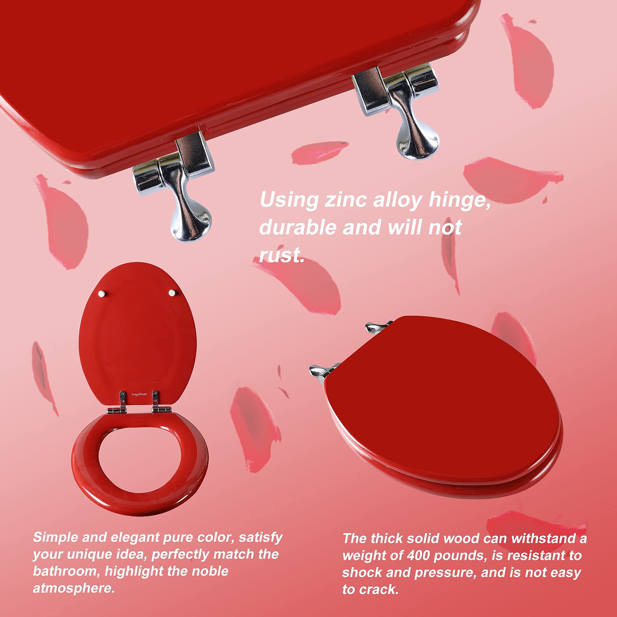 Top view of Angol Shiold red wooden seat highlighting durable wood construction