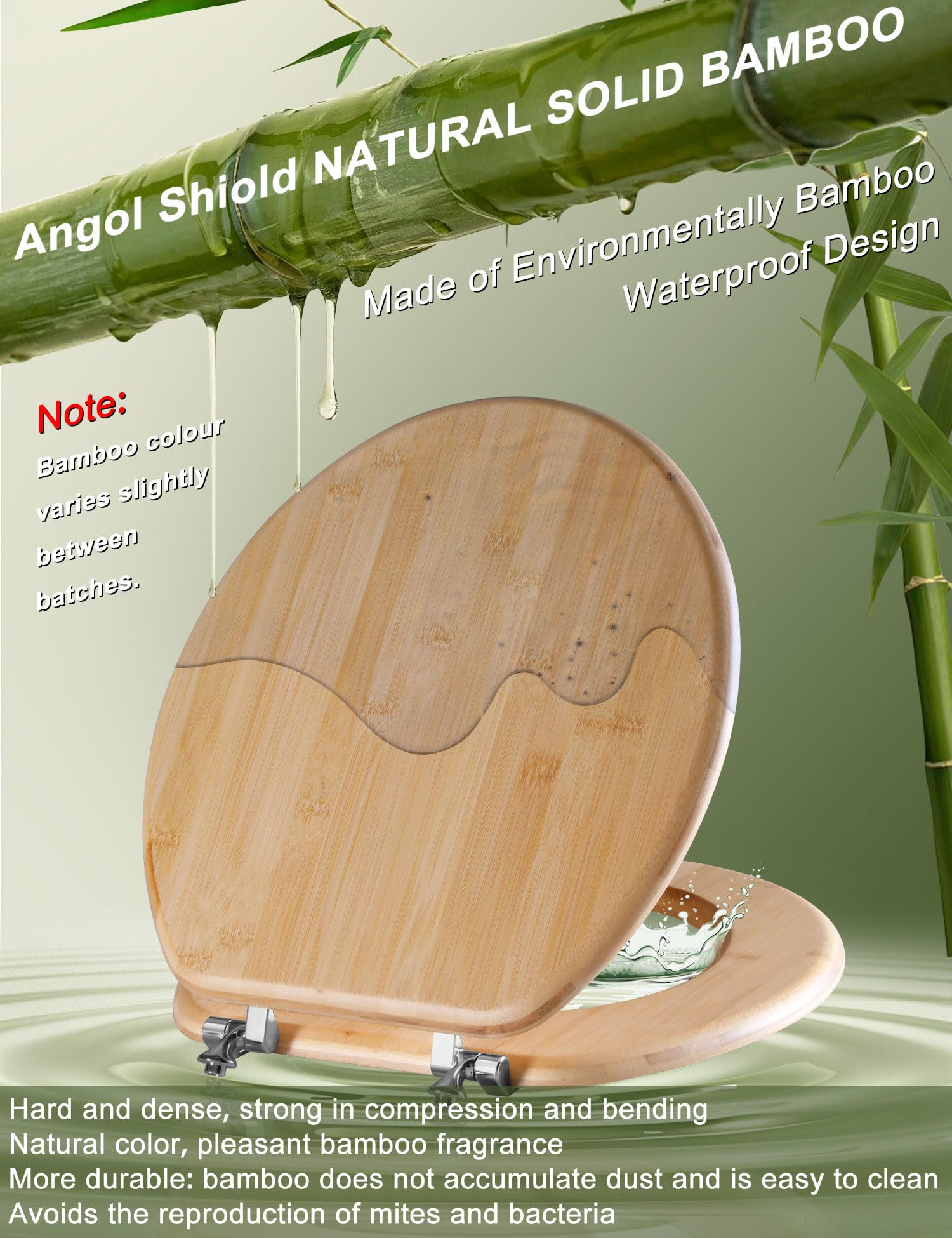 Angol Shiold round bamboo seat is easy to clean and maintain.
