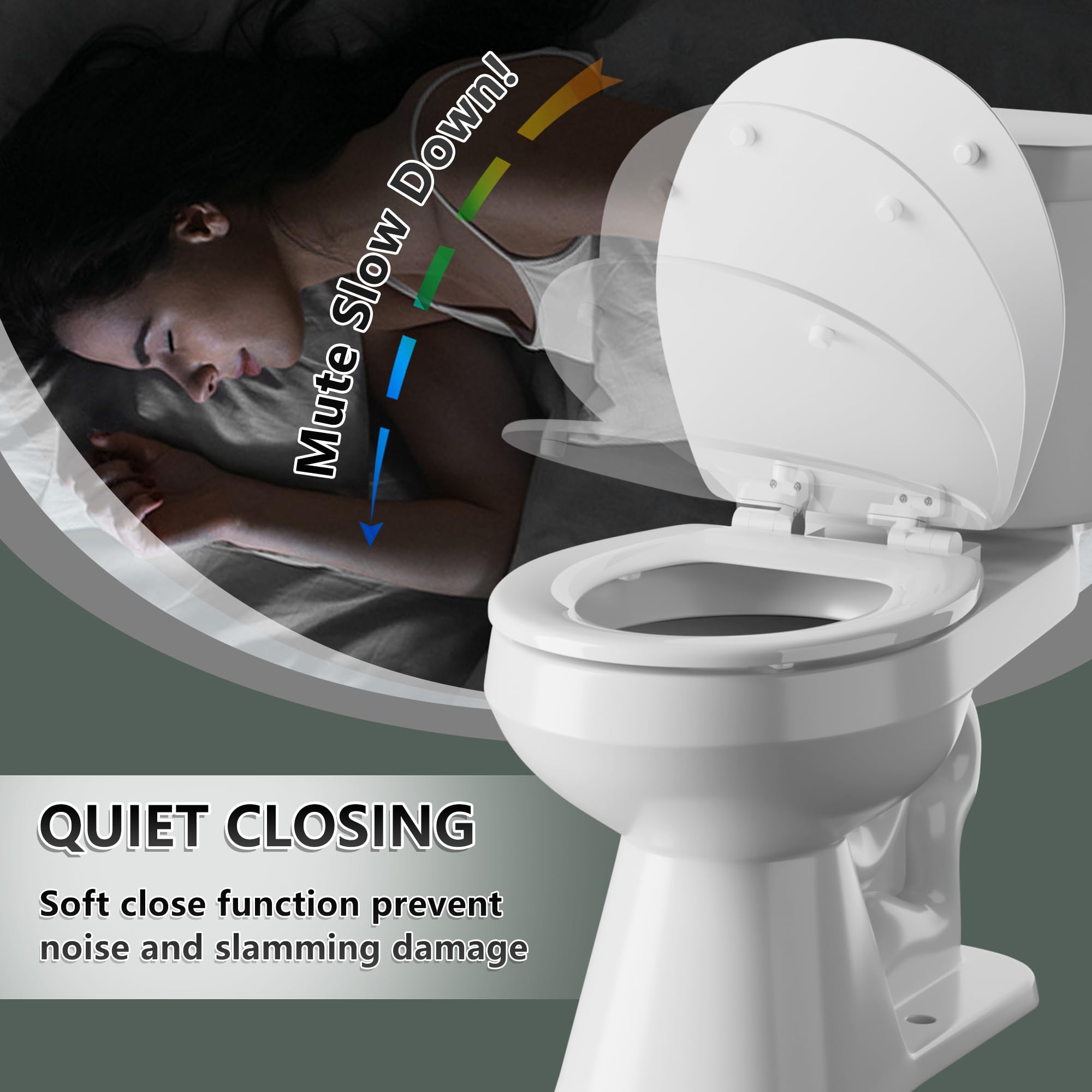 Angol Shiold round seat fits standard toilets for universal compatibility.