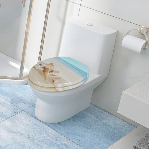 Angol Shiold seat shown in a beach-toned bathroom setting for cozy style.