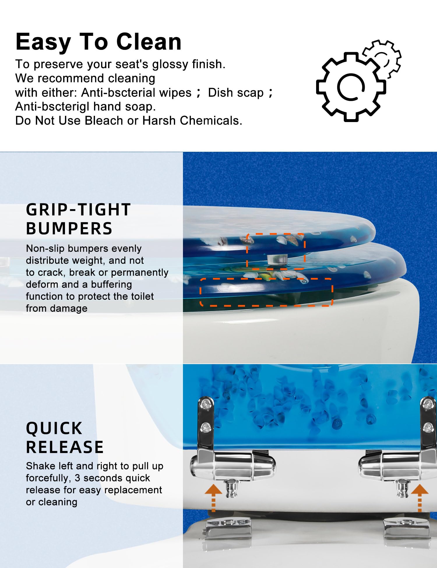 Angol Shiold slow-close hinges prevent loud toilet slams
