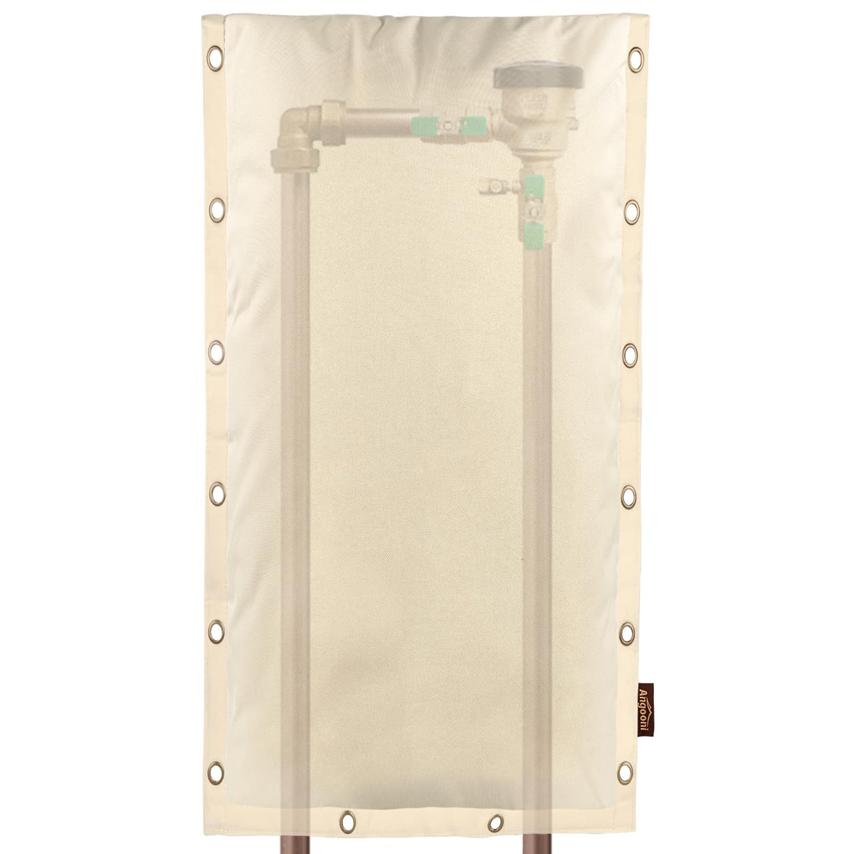Angooni backflow cover with 3-way opening in beige protects outdoor equipment.