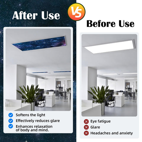 ANGSYLTH patterned light cover in an office creates calmer ambiance