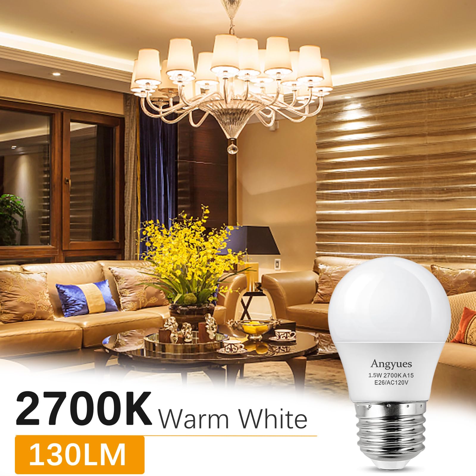 Angyues 1.5W low-watt bulb saves energy while maintaining comfortable brightness.