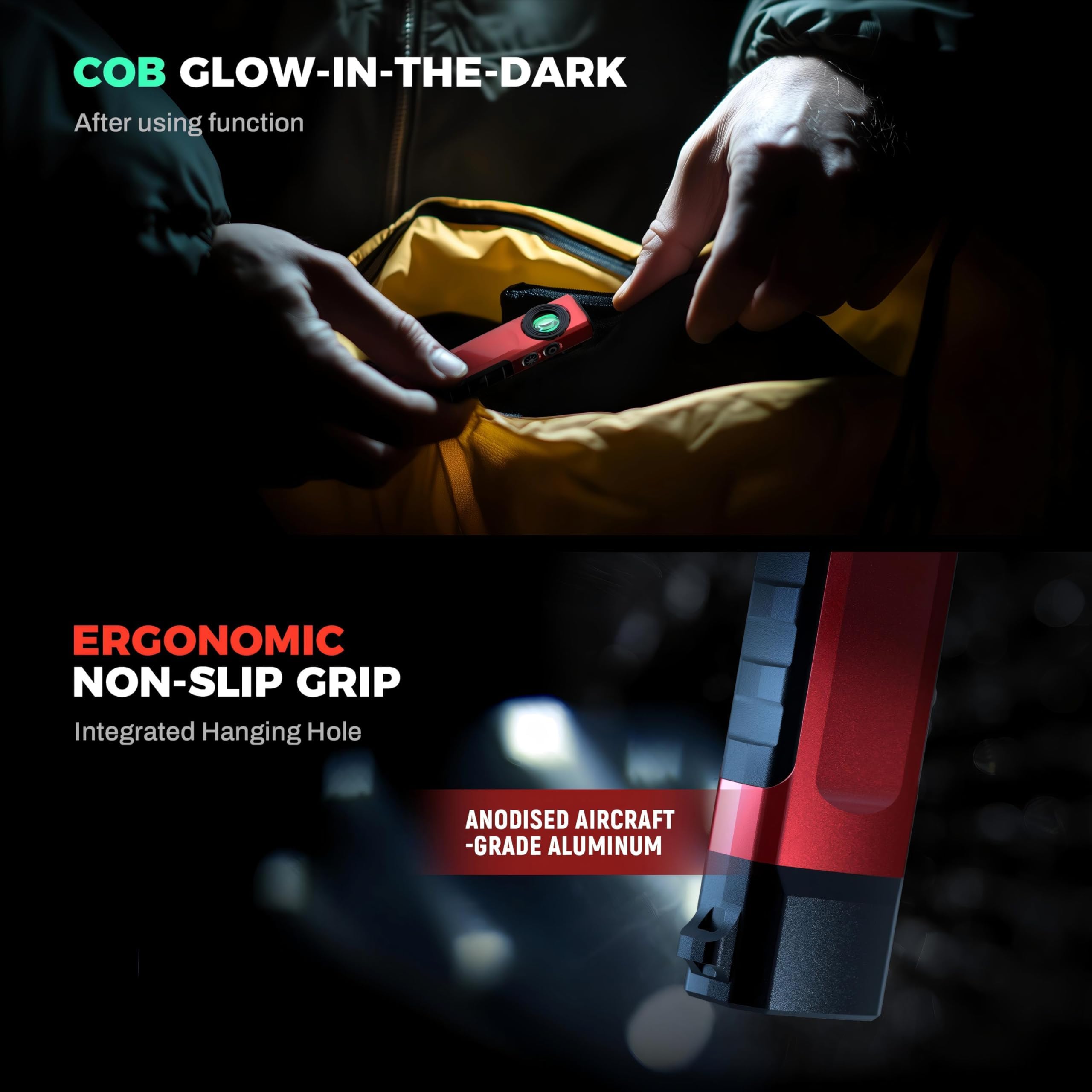 Anhay Rechargeable Flashlight camping scene ideal for outdoor lighting.