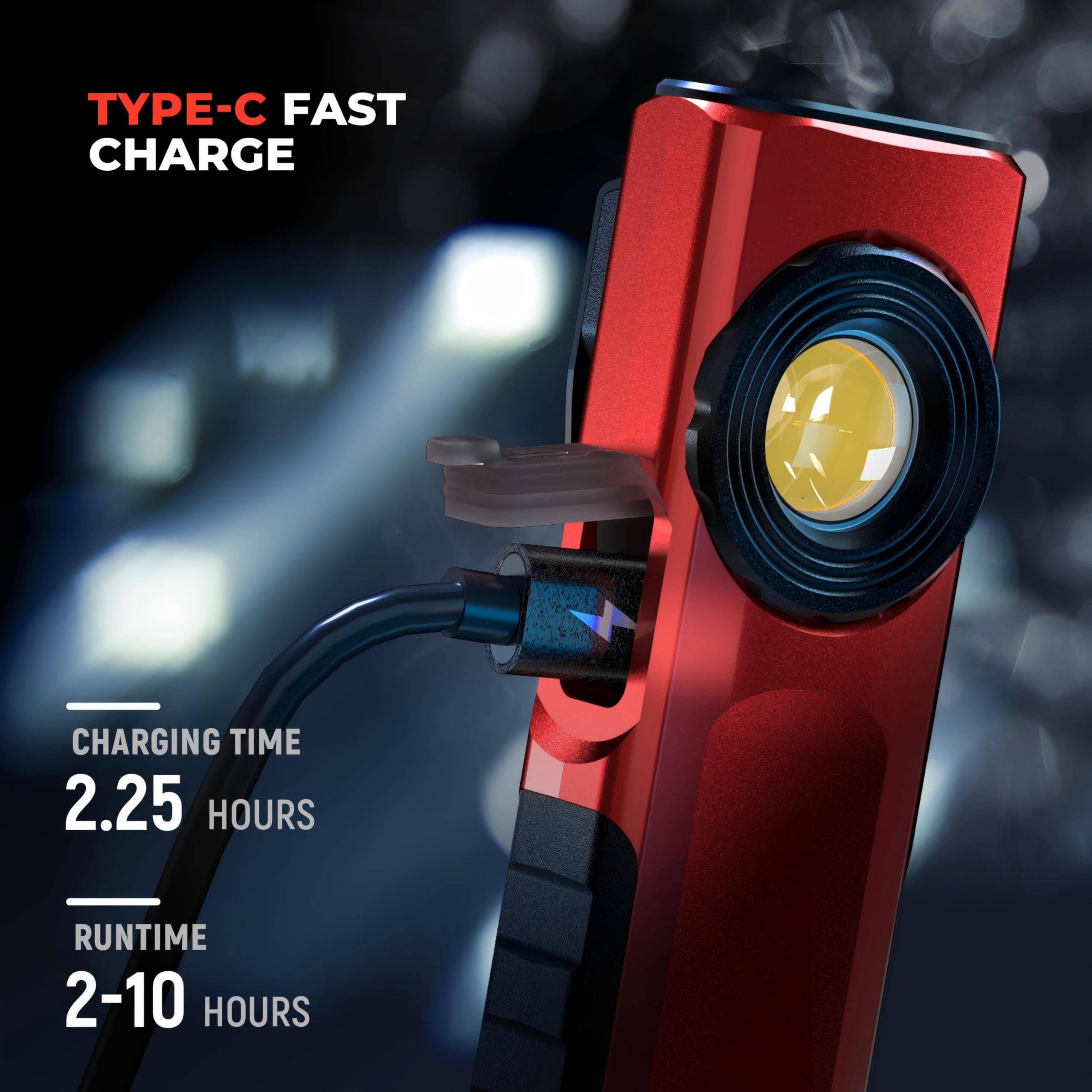 Anhay Rechargeable Flashlight USB-C charging interface for quick power.