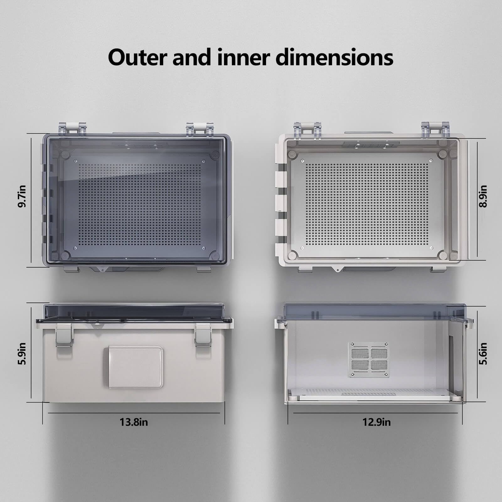 ANIMACYN outdoor indoor use enclosure stands up to weather while organizing connections