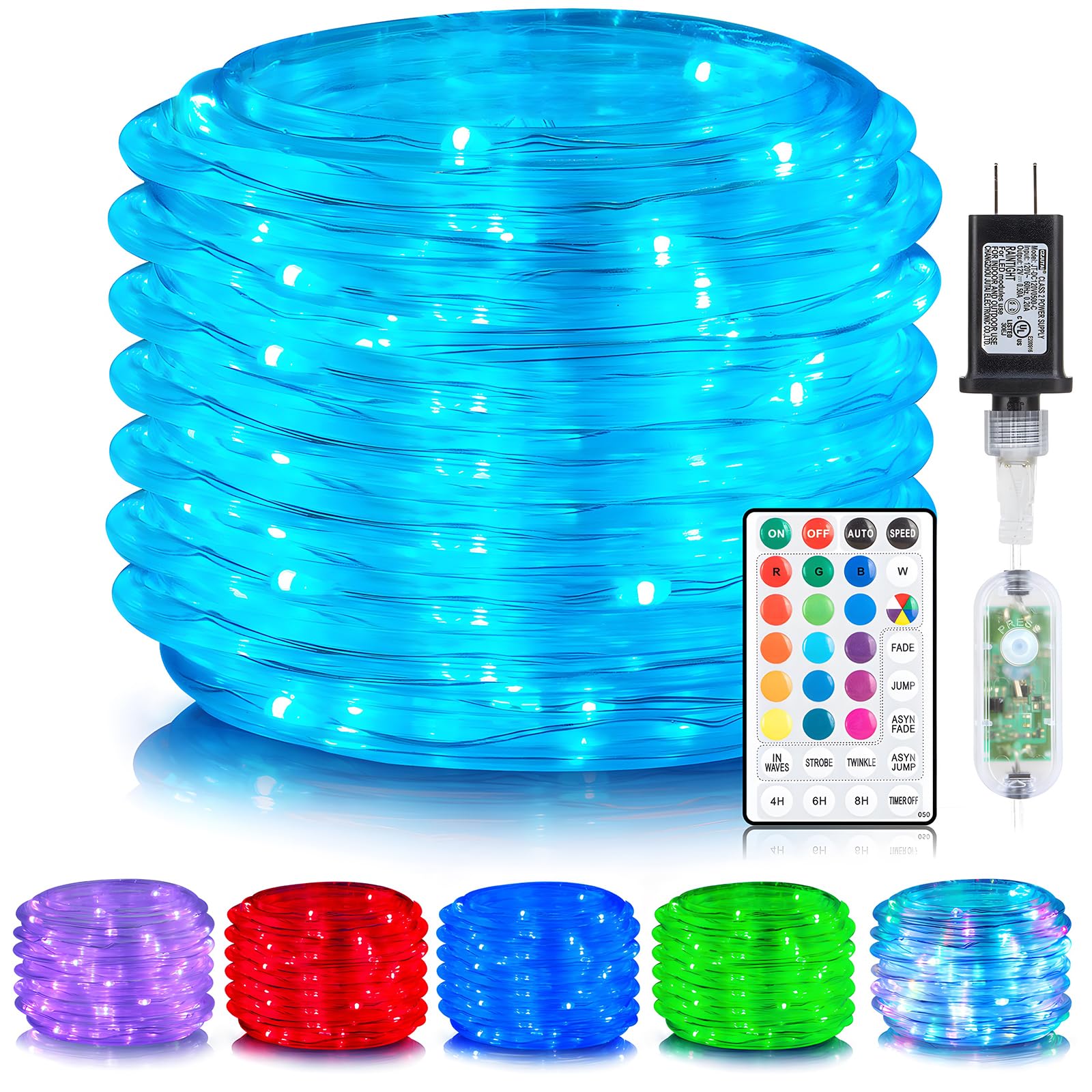 ANJAYLIA 66ft rope light outdoors adds color to garden and patio scenes