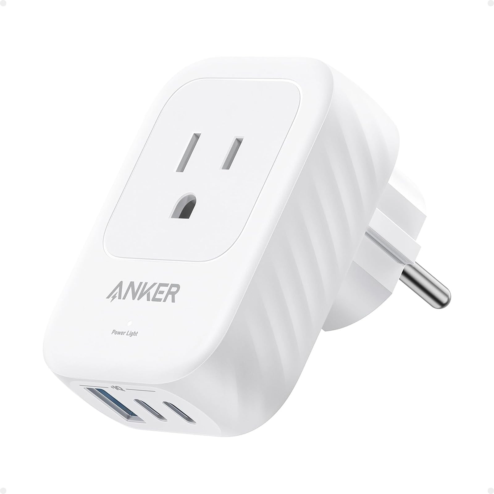 Anker european travel plug adapter in compact form for easy packing.
