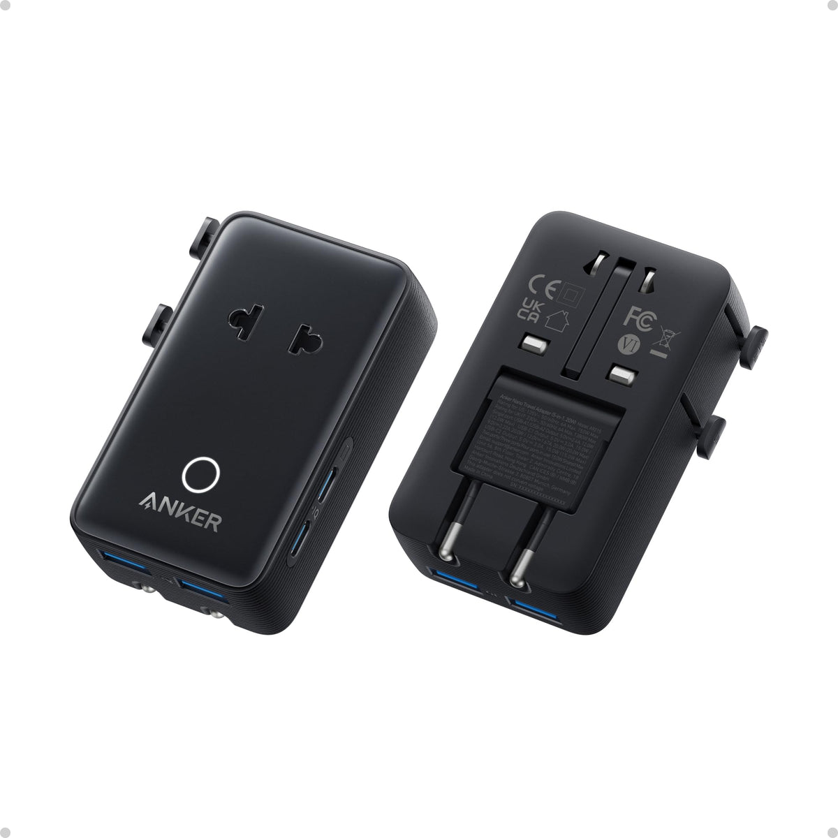 Anker Nano Travel Adapter with 5-in-1 ports for global charging on the go