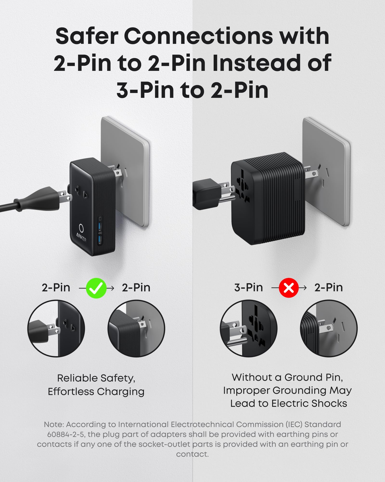 Ultra-compact travel adapter designed for light packing