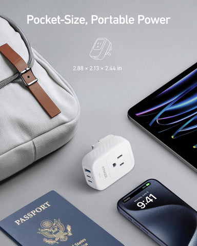 Anker travel adapter compact sleek design for easy packing on trips