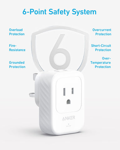 Anker travel adapter in use aboard a cruise or hotel room