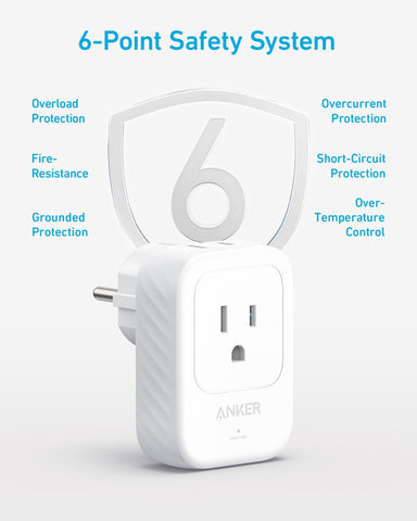 Anker travel adapter package includes guide and warranty.