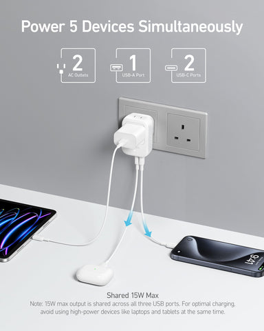 Anker travel adapter USB-C port closeup highlights fast charging capability