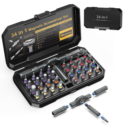 Ankilo magnetic-screwdriver-set-34in1 adjustable-handle for tight spaces.