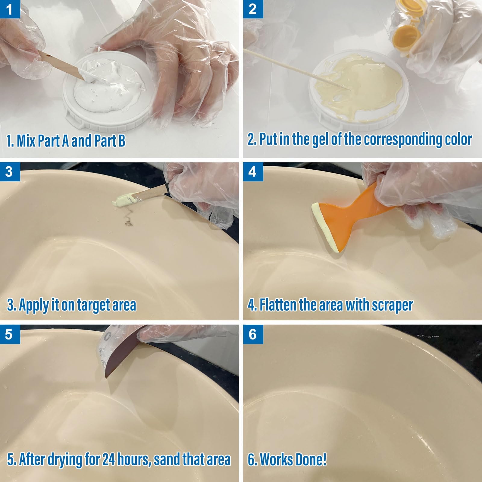 No primer or paint needed with Ankita fiberglass repair kit