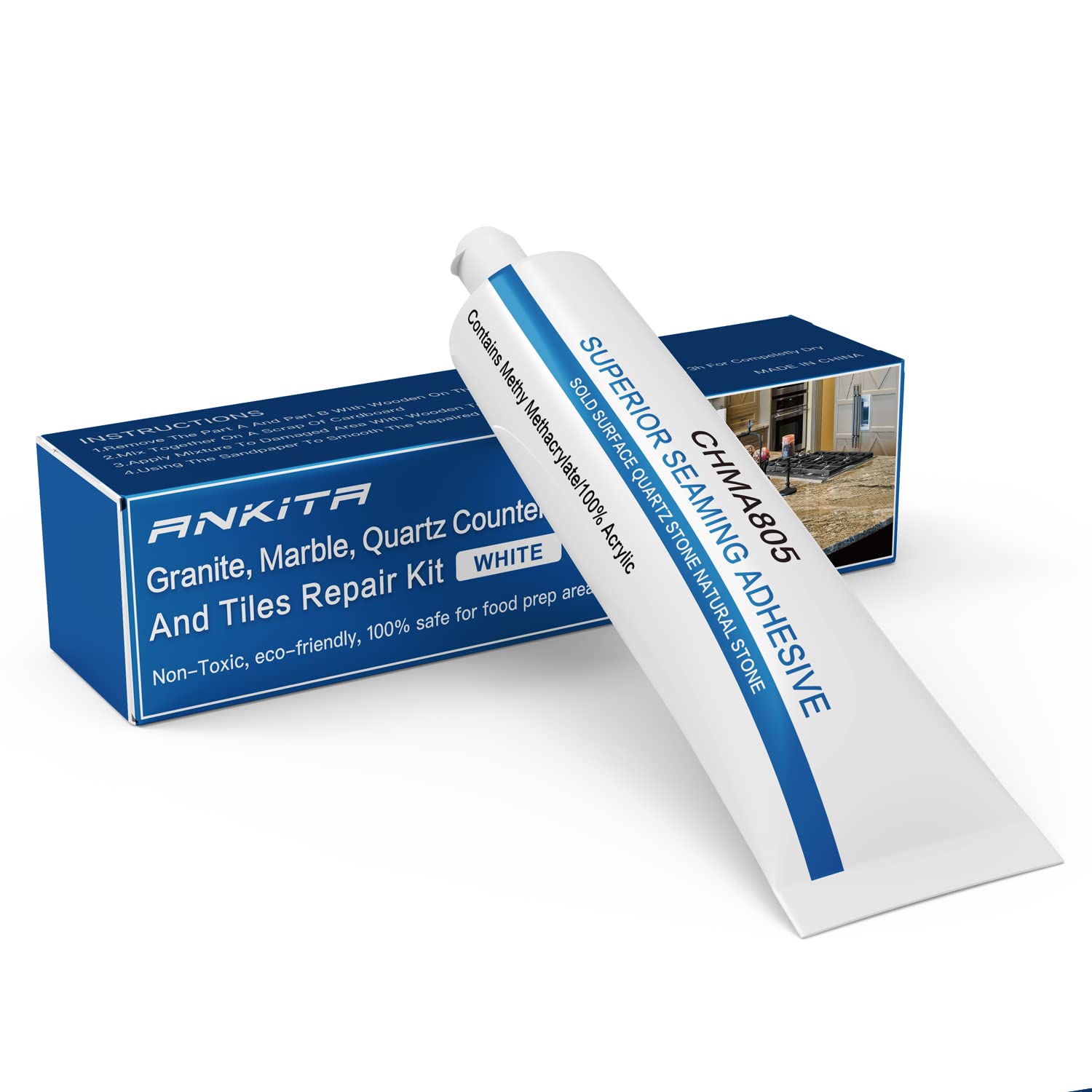 Ankita quartz repair kit seals edge chips for a seamless finish.