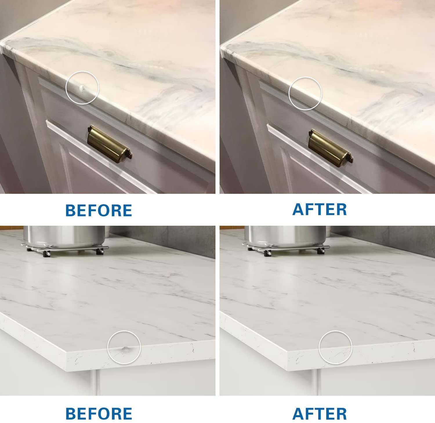 Ankita repair kit fills nicks and gouges on natural stone.