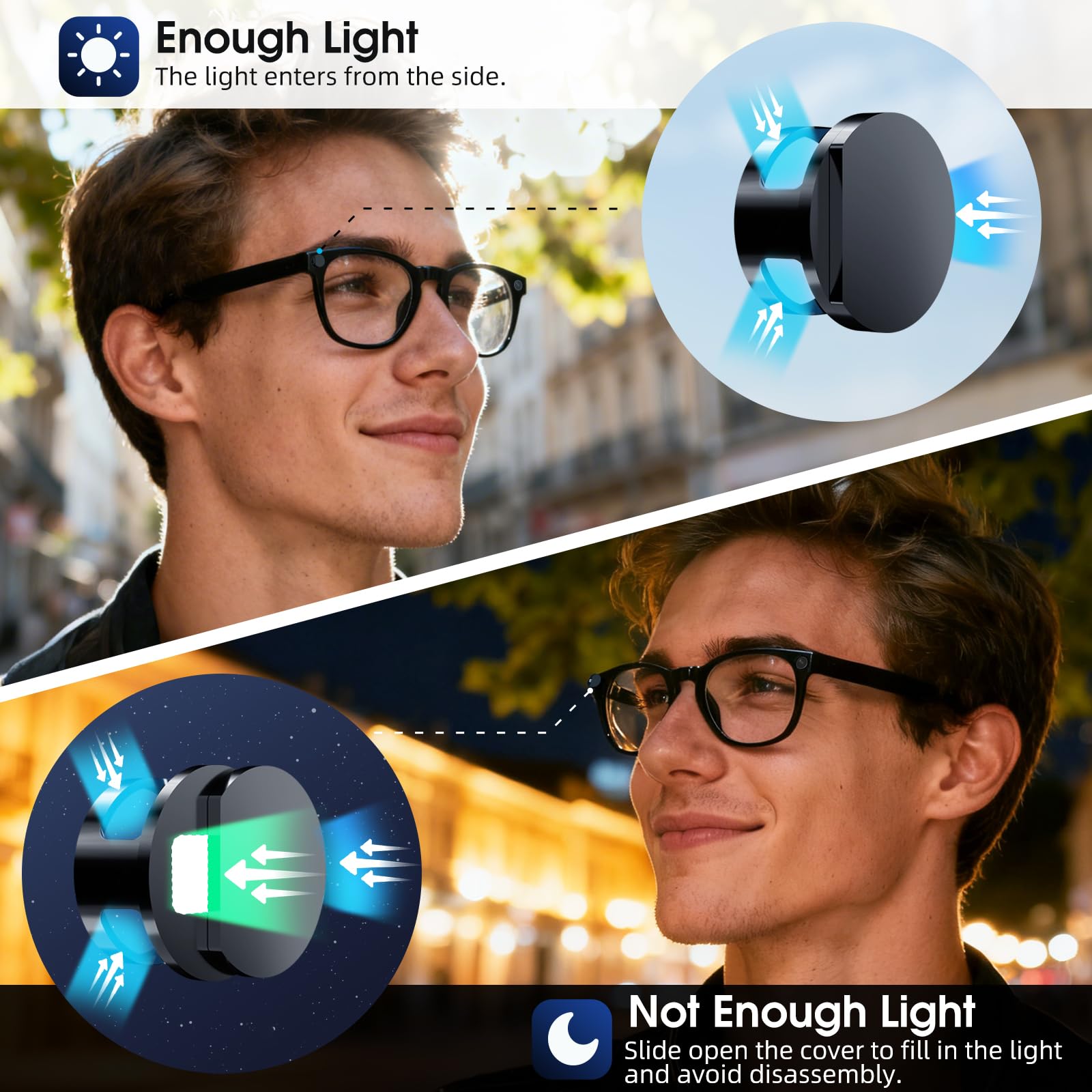 Ankndo LED Blocker for Oakley Meta HSTN shields camera light during use.