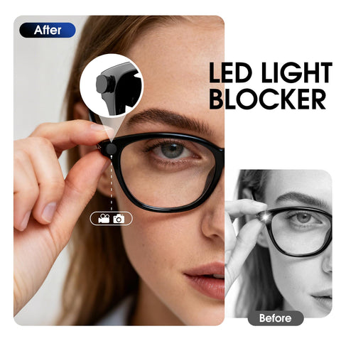 Ankndo LED Light Blocker for Ray-Ban Meta Skyler minimizes glare during capture.
