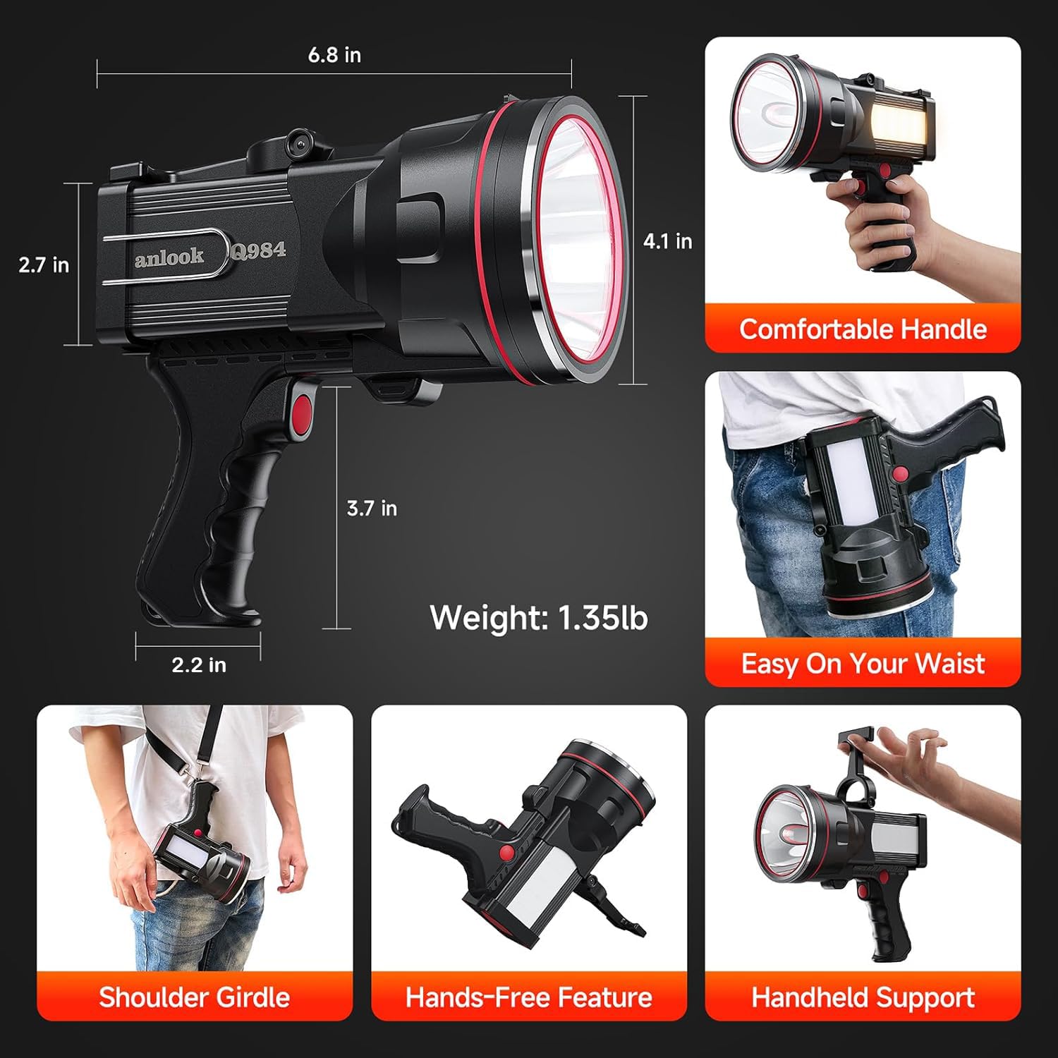 anlook Rechargeable Spotlight side soft light ideal for reading in tents