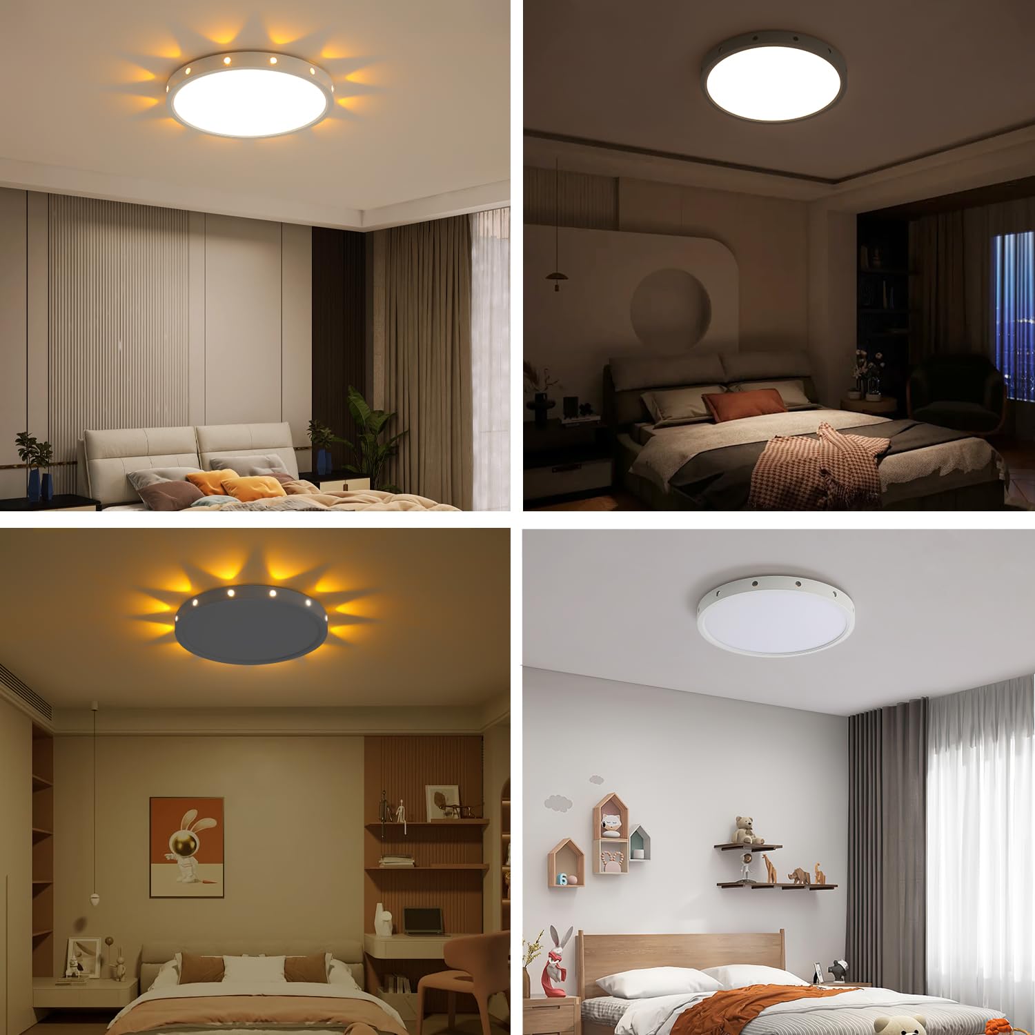 Anmaice adjustable color temperature ceiling light shifts from warm 3000K to daylight 6500K.