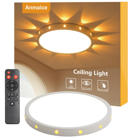 Anmaice round white 12in ceiling light provides even illumination for bedrooms and living areas.