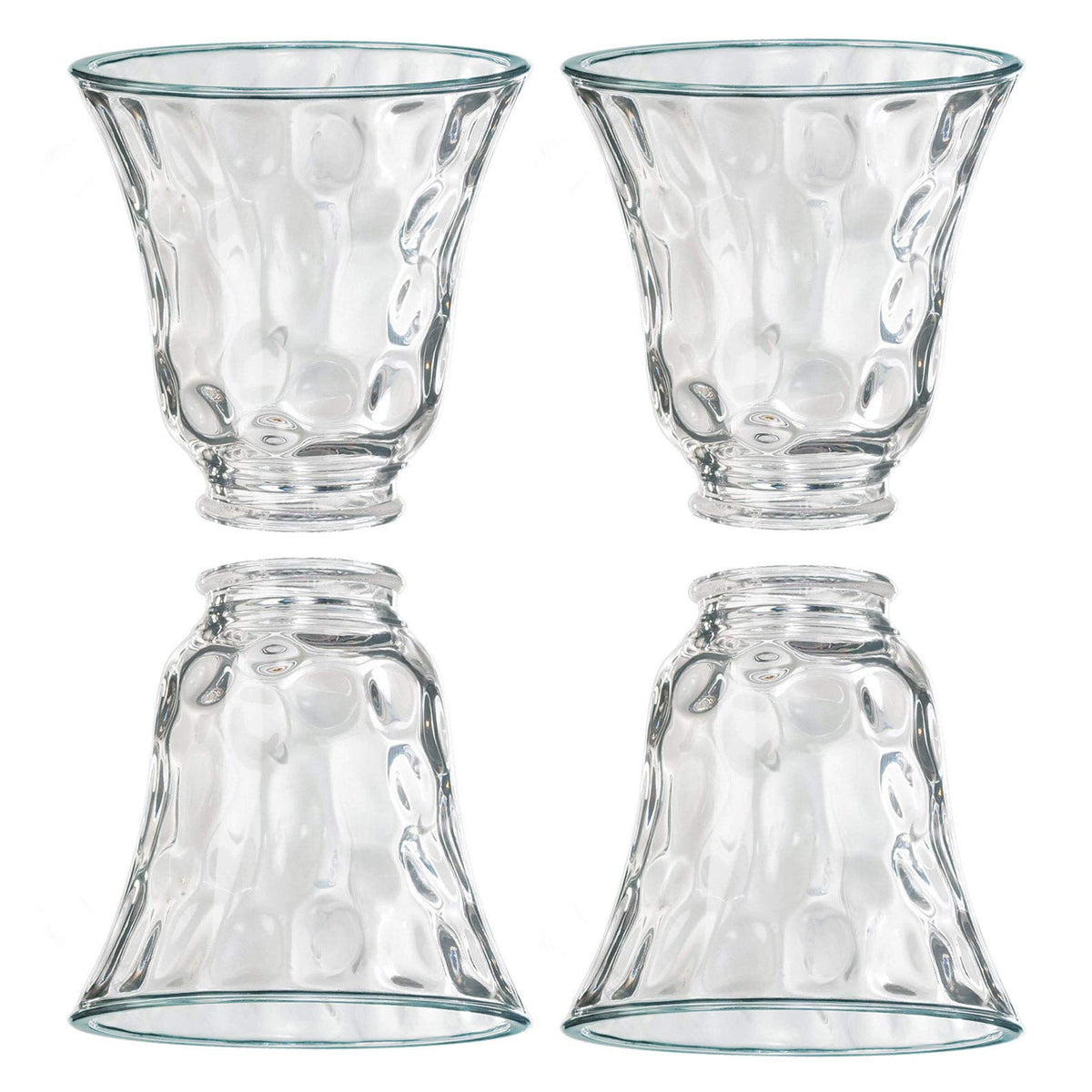 Anmire clear hammered glass shade in bell shape brightens ceilings with prism-like sparkle
