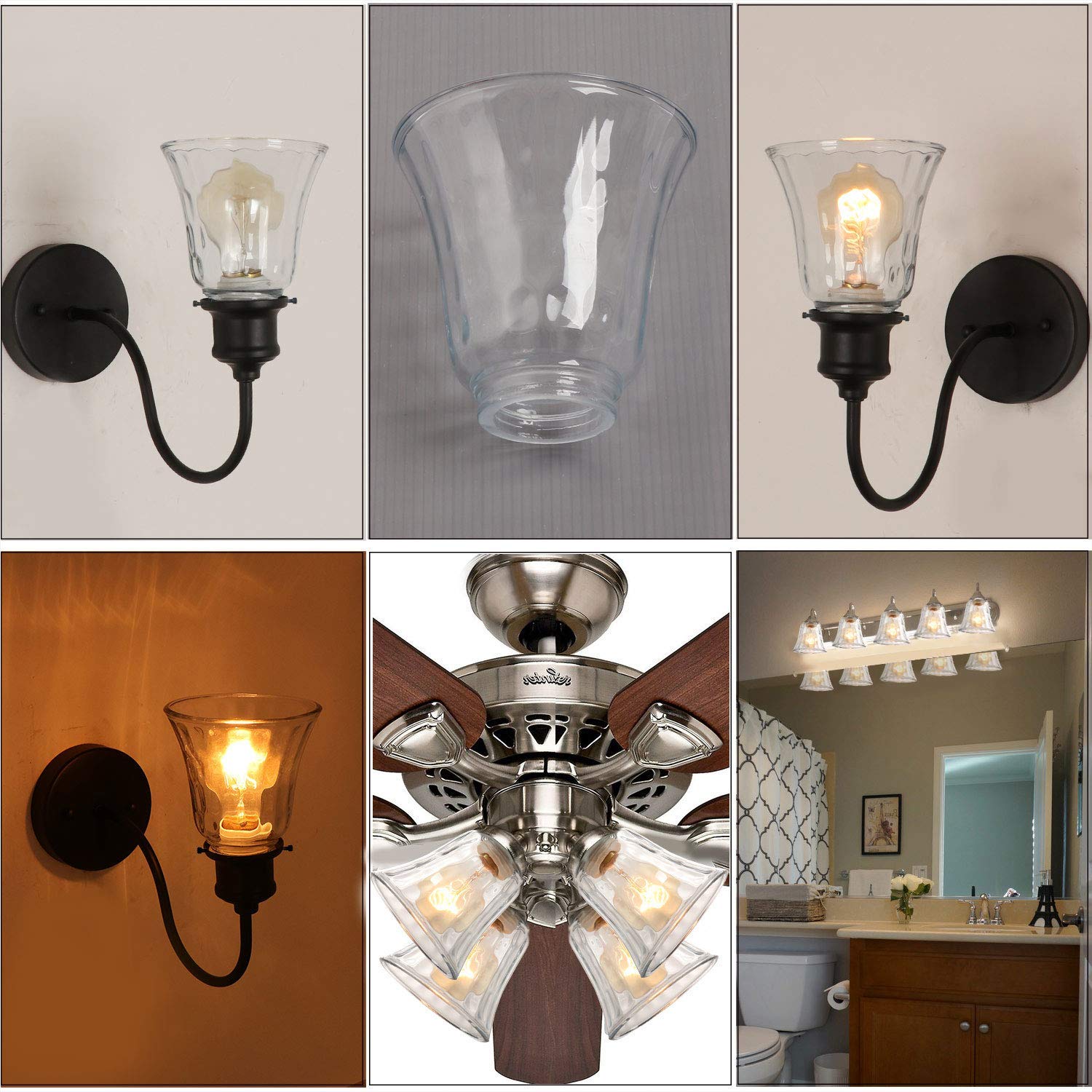 Clear hammered shade from Anmire delivers contemporary glow and soft diffusion