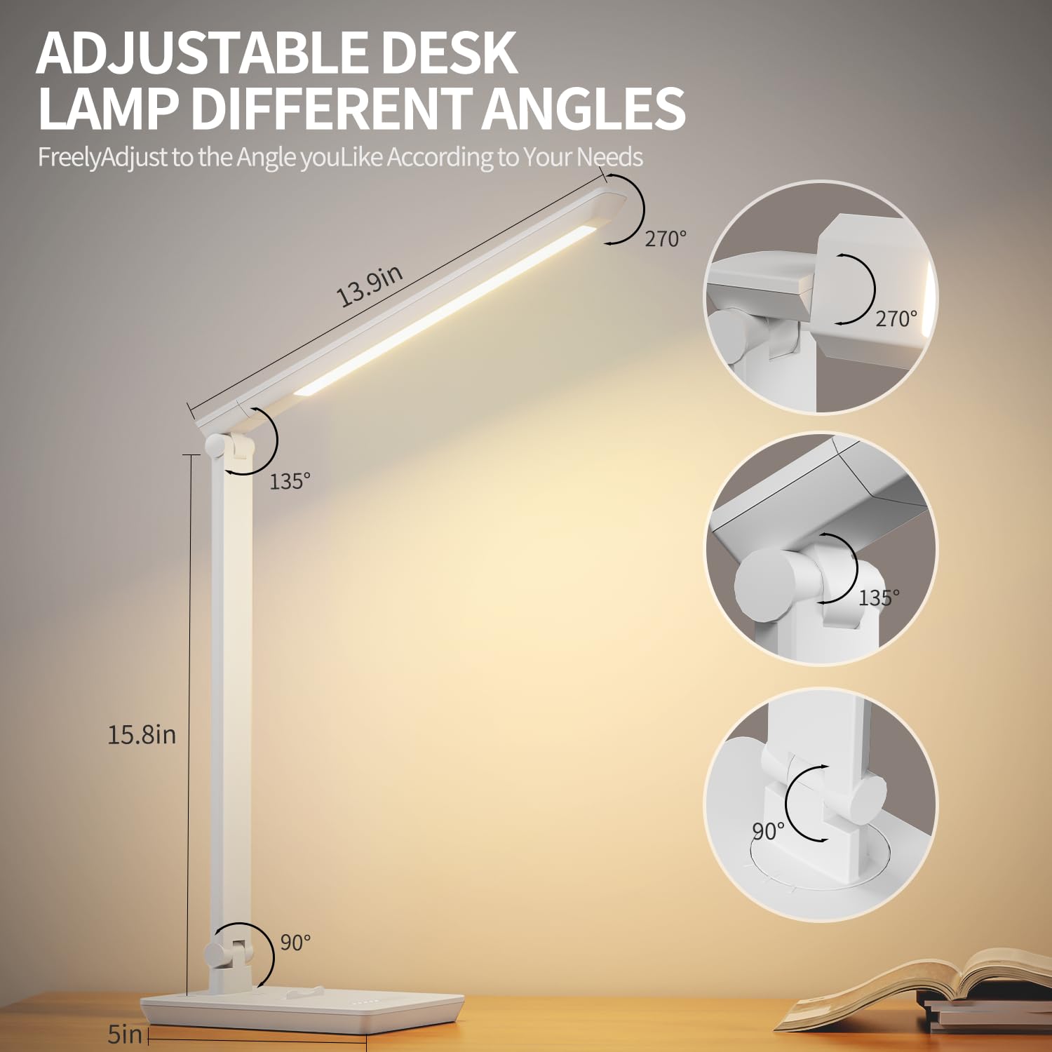 ANNAITE lamp with rotatable head and adjustable arm provides flexible lighting.