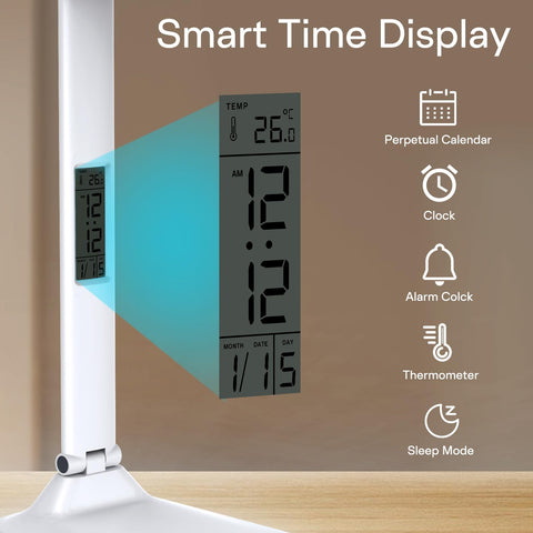 ANNAITE desk lamp smart display shows time and temp