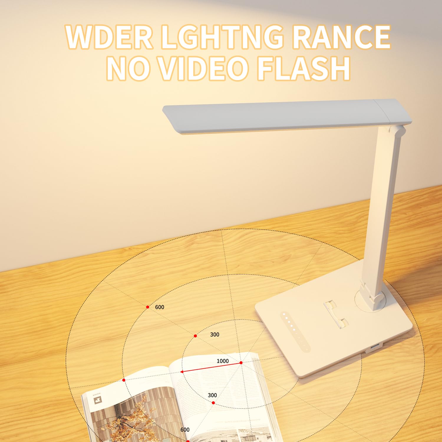 ANNAITE white desk lamp sits neatly on a modern workspace.