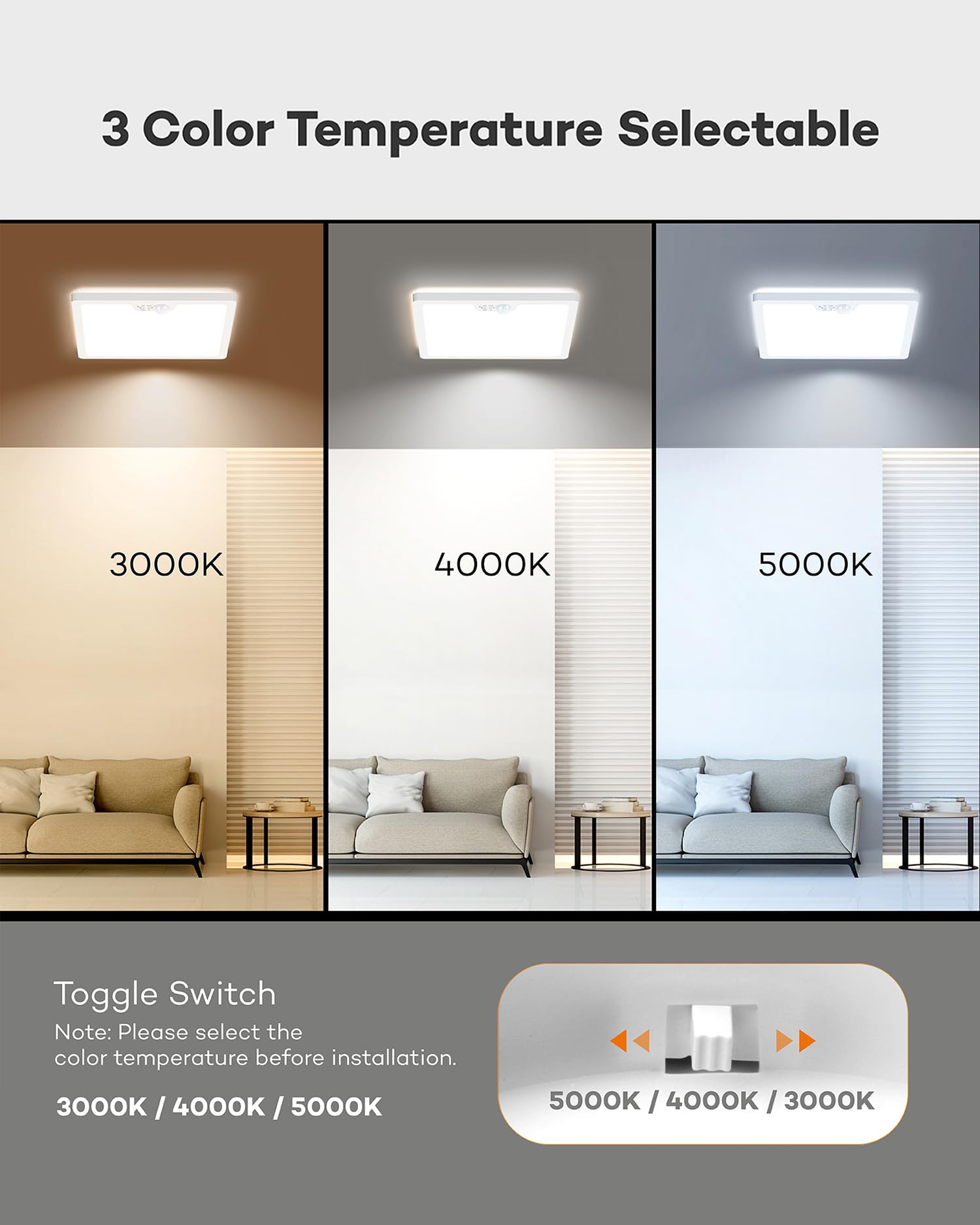 Annaror 12in motion light side view showing slim flush mount