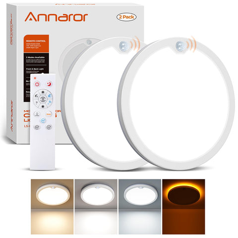 Annaror 2Pack motion sensor ceiling light front view for bright, energy-efficient lighting in entryways